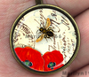 Bee and red poppy pendant