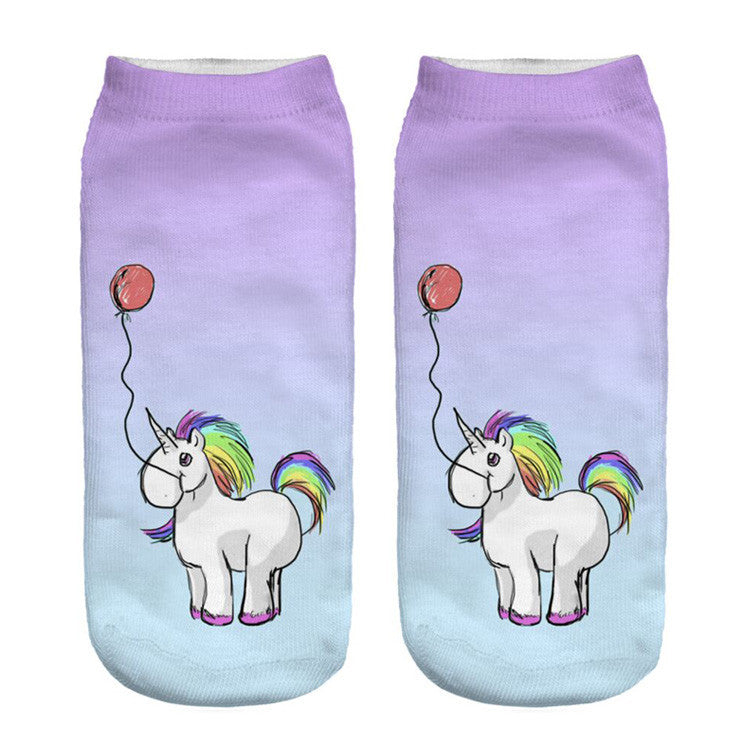 Harajuku Unicorn Ankle Socks - Women