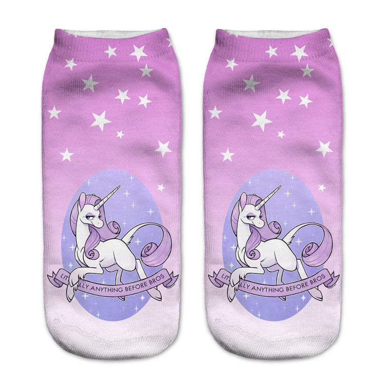 Harajuku Unicorn Ankle Socks - Women