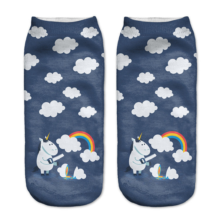 Harajuku Unicorn Ankle Socks - Women