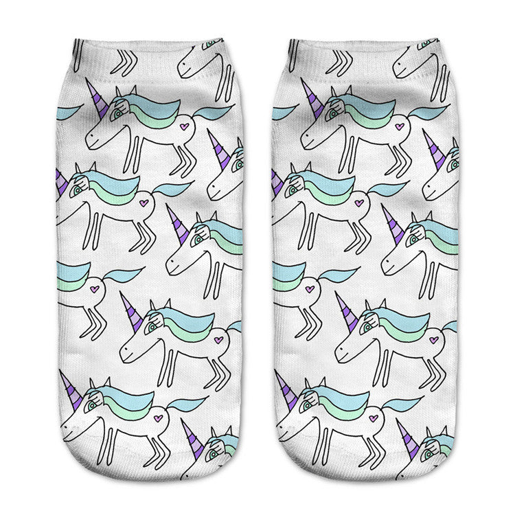 Harajuku Unicorn Ankle Socks - Women