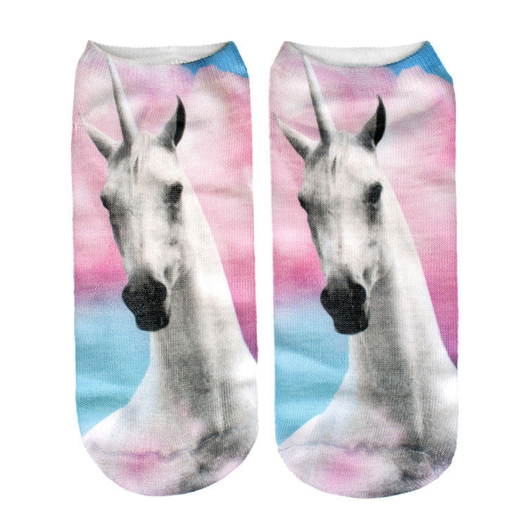 Harajuku Unicorn Ankle Socks - Women