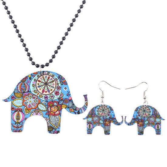 Elephant Pendant and Dangle Earrings (Set)