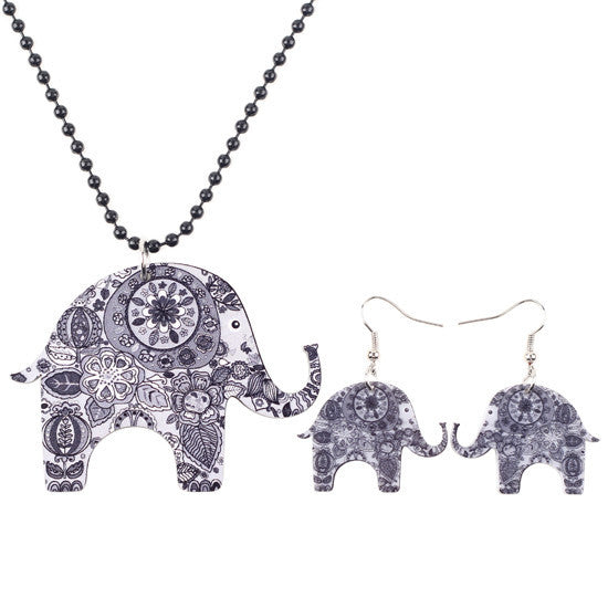 Elephant Pendant and Dangle Earrings (Set)