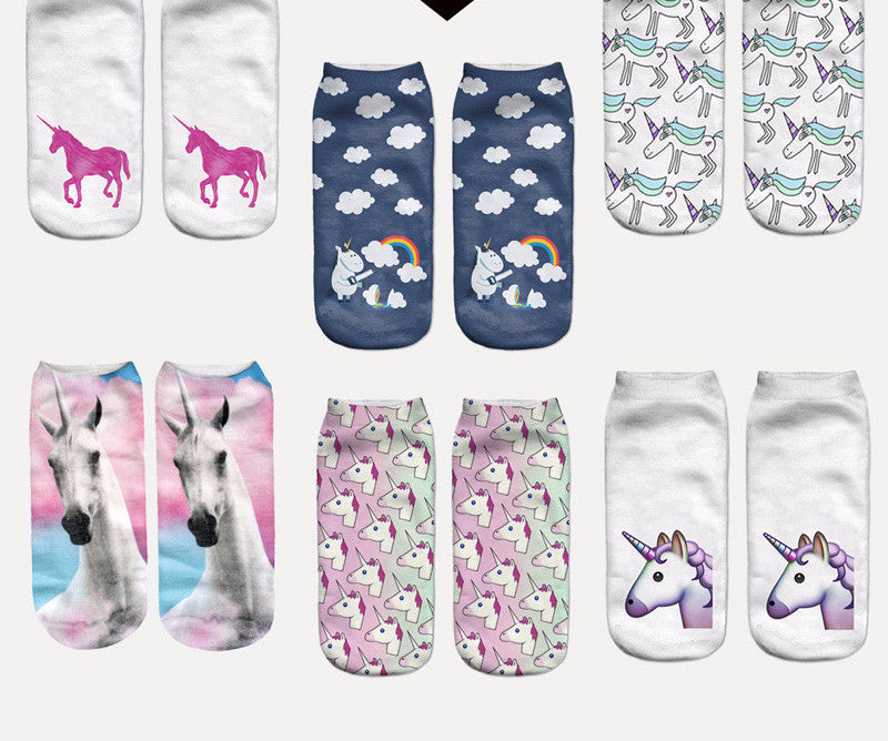 Harajuku Unicorn Ankle Socks - Women